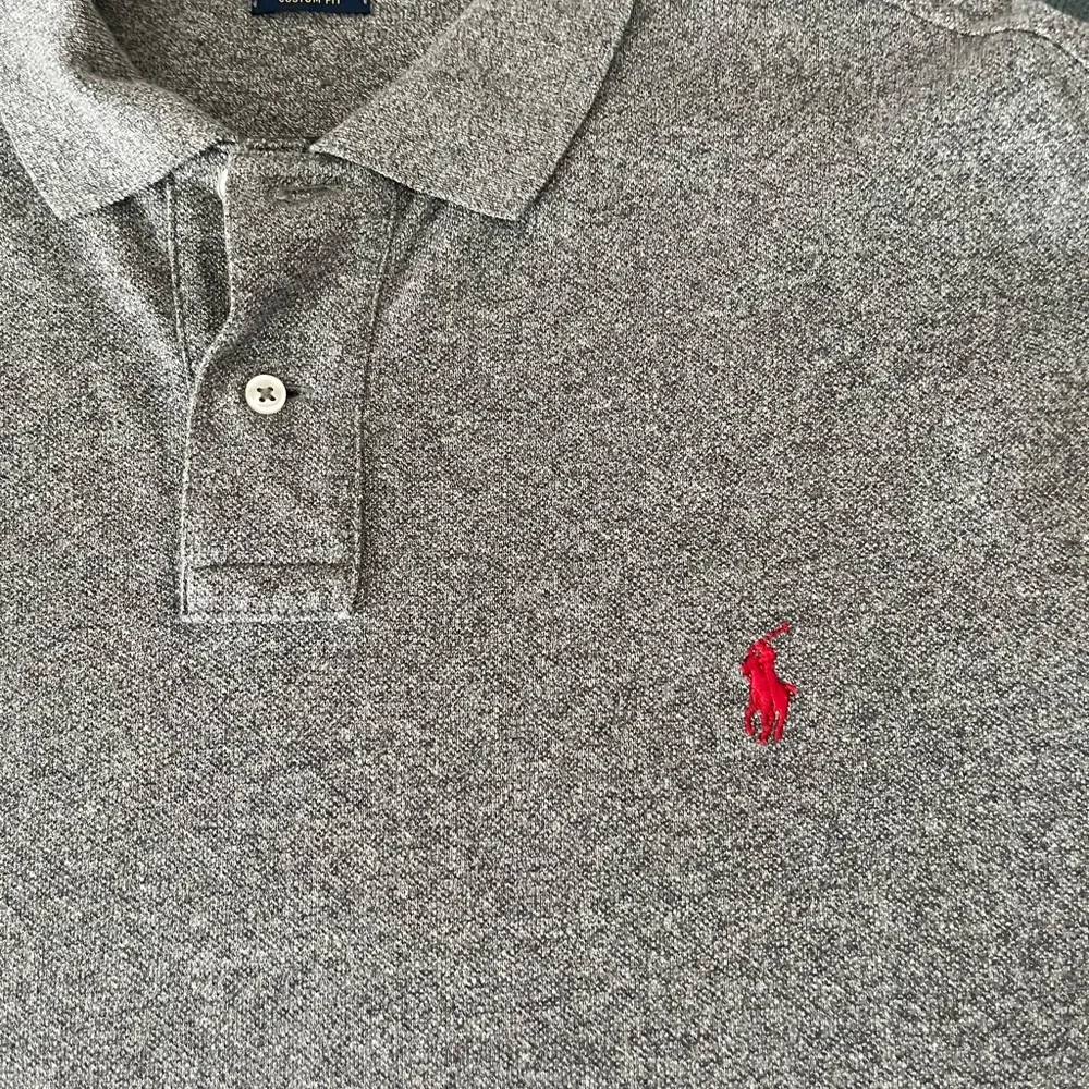 Polo Ralph Lauren Mens XXL Custom‎ Fit Heather Grey Red Pony Polo Shirt